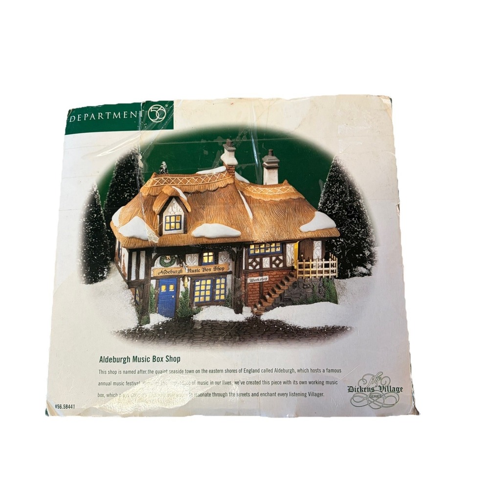 Department 56 Dicken's Village Aldeburgh Music Box Shop 58441 Works!!!